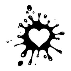 a black and white heart splashing on top of each other