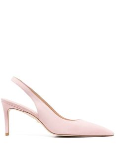 ballet pink calf leather trim suede trim elasticated slingback strap branded leather insole pointed toe 90mm high heel Baby Pink Heels, 2023 Shoe Trends, Wedding Shoes Pink, Bridesmaid Shoe, Light Pink Heels, Pink Stiletto Heels, Summer Shoes Trends, Pink Kitten Heels, Knee High Cowboy Boots