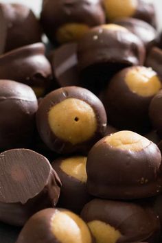 chocolate covered candies sitting on top of each other