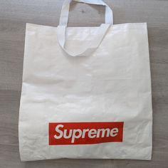 Supreme Reusable Tote Bag Brand New, Unused Eco-friendly Packable White Bag, Eco-friendly White Packable Bag, Large Recyclable Shopping Bags, Supreme Bag, Reusable Tote Bags, Man Shop, Tote Bag, Color