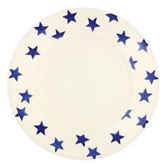 a white plate with blue stars on it