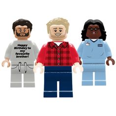 three lego people are standing together with the words happy birthday to my favorite hero on them