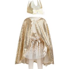 a gold cape with sequins on it