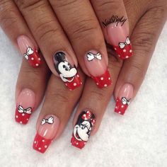 Nails By: Ly Maui Nails, Minnie Nails, Miki Mouse, Bright Summer Acrylic Nails, Mickey Mouse Nails