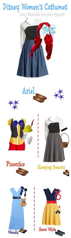 the different types of dresses are shown in this image, including one woman's costume