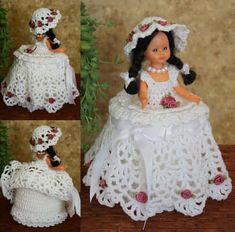 a crocheted doll sitting on top of a table