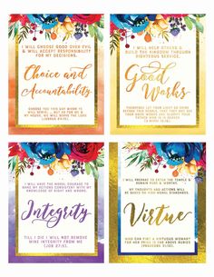 four different types of wedding cards with gold foil and watercolor florals on them