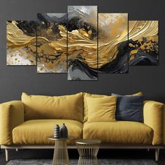 Golden Dream - NicheCanvas Black And Gold Decor, Dream Abstract, Emotional Depth, Contemporary Canvas, Artist Collective, Home Decor Crate, Elegant Frame, Artwork Display, Gold Decor