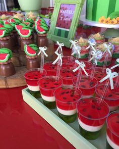 watermelon desserts are arranged on a table