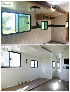 before and after photos of a mobile home