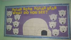 a bulletin board with polar bears on it