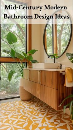 the bathroom is decorated in mid century modern style