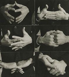 four different pictures of hands holding something in each other's hands, all showing the middle finger