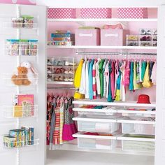 the closet is organized and ready to be used as a child's playroom