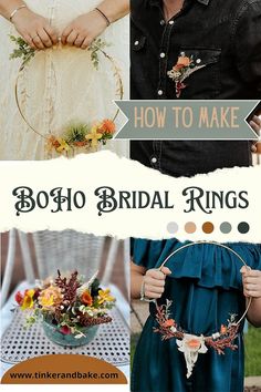 how to make boho bridal rings with flowers and antlers on the hoop