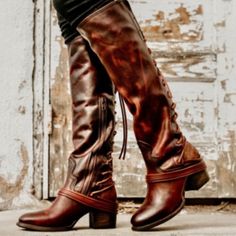 Home · Mileg · Online Store Powered by Storenvy Boots With Knee High Socks, Womans Boots, Above Knee Boots, Freebird Boots, Taupe Heels, Chunky Heel Boots, Knight Boots, Lace Up Block Heel, Brown Boots Women