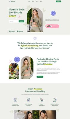 the website design for an organic food company