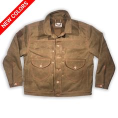 18oz USA 18oz Wax Duck Canvas Nutmeg Brown William Harris Ranchhand Jacket This overall style is inspired by the classic 1953 Type II Jacket. The style shown in the pictures is in our Regular fit 2X but does come in the SLIM Fit also, It's designed to hit right at the waistline for a compact look. THIS ONE has two acorn style pocket on the front and a back cinch back. The images above is a jacket made in 18oz Nutmeg Brown Wax Duck Canvas. This jacket , as an option , has a 12oz duck canvas liner Overall Style, Flag Embroidery, Canvas Jacket, Duck Canvas, Pocket Jacket, Waxed Canvas, Trucker Jacket, Vintage Jacket, Hand Warmers