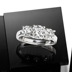 Ross-Simons - 2.00ct t. w. Lab Grown Diamond Three-Stone Ring Round Cut in 14kt White Gold. Size 8. Impeccable sparkle times three! Our exceptional three-stone ring flashes 2.00 ct. t. w. round brilliant-cut lab-grown diamonds in a high-polished 14kt white gold setting. Lab-grown diamonds are identical to mined diamonds according to their optical, physical and chemical properties. All Ross-Simons lab-grown diamond jewelry in 14kt gold and platinum includes an IGI Laboratory-Grown Diamond Report Physical And Chemical Properties, Pure Design, Diamond Birthstone, Three Stone Rings, 14kt Gold, Three Stone, Stone Ring, Round Brilliant, Lab Grown