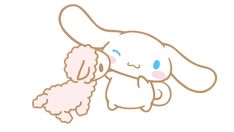 a drawing of a cute little bunny holding a stuffed animal in it's mouth