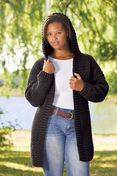 Black 284002 Crocheted Sweaters, Versatile Cardigan, Crocheted Cardigan, Crochet Jackets, Crochet Hoodie, Afghans Crochet, Crochet Cardigans, Crochet Coat, Hoodie Cardigan