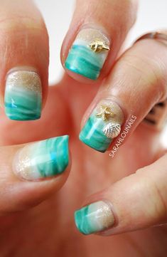 45 Ocean Nail Art Ideas Art and Design Nail Art Yellow, Ocean Nail Art, Ocean Nail, Beach Themed Nails, Cruise Nails, Beach Nail Art, Beach Nail Designs, Christmas Nails Acrylic, Beach Nails