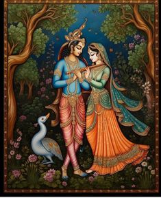 Rhada Krishna, Rama Krishna, Ancient Drawings, Rajasthani Art, Indian Painting, Hinduism Art, Goddess Artwork