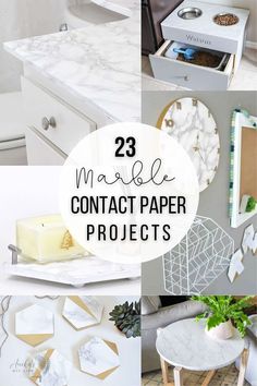 collage of contact paper project ideas with text overlay Marble Contact Paper Ideas, Diy Contact Paper Ideas, Bookshelves Design, Marble Diy, Paper Projects Diy