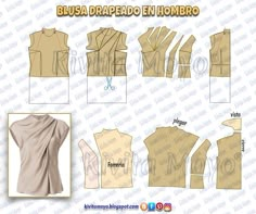 the instructions for how to make an origami top with sleeves and back, in spanish