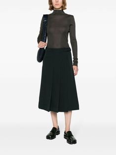 LEMAIRE Pleated Wool Wrap Skirt - Farfetch Wrap Skirt Black, Wool Wrap Skirt, Wool Wrap, Yoko London, City Dress, Waist Strap, Summer Beach Wear, Lady Dior, Cut Design