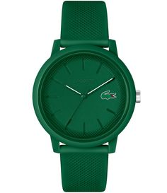 From Lacoste&#x2C; the Men's 12.12 Quartz Analog Green Silicone Watch features: Round silicone caseTonal textured silicone strapBuckle closureQuartz analog movementCase size approx. 42 mmWater Resistance: 5 ATMImported. René Lacoste, Crocodile Logo, Green Watch, Watches For Women, Unisex Watches, Lacoste Men, Analog Watch, Minerals Crystals, Michael Kors Watch