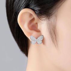 earrings Delicate Stud Earrings Micro Paved Shining Cubic Zirconia Butterfly Silver New Apple Watch Bands, Herkimer Diamond Earrings, Butterfly Stud Earrings, Gold Diamond Studs, Emerald Earrings Studs, Butterfly Earrings Stud, Opal Earrings Stud, Gemstone Stud Earrings, Tiny Earrings