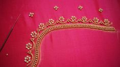 Aari Work Front Neck Design, Front Neck Aari Design, Front Neck Aari Blouse Design, Very Simple Aari Work Blouse Design Pink, Pink Blouse Design, Latest Fashion Blouse Designs, Red Blouse Design, Bridal Blouse Design, Dress Designs For Stitching