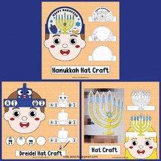 the hanukkah hat craft is made with construction paper and cut outs to make it