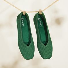 Margot Square-Toe Flats for Bunions&Wide Feet in Forest Green-More Breathable Margot | VIVAIA Tomato Girl, Oversized White Shirt, Going Green, Shoe Closet, Fat Burner, Ballerina Flats, V Cuts, Arch Support, Forest Green