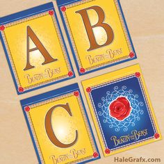 four different types of cards with the letter b, c, and d on them