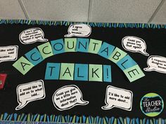 a bulletin board with speech bubbles attached to it that says, countable a table talk