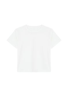 Color: White Lightweight cotton jersey Boxy fit Waist length Crew neckline Vertical back stitch detailing Slip-on style Unlined 100% Cotton Machine Wash Cold By The Frankie Shop. Imported Solid Color Boxy Fit Crew Neck Top, Solid Boxy Fit Crew Neck Top, Solid Crew Neck Top With Boxy Fit, Summer Boxy Fit Top With Shirttail Hem, Boxy Fit Tops With Shirttail Hem For Everyday, Everyday Boxy Fit Tops With Shirttail Hem, Basic Shirttail Hem Tops, Boxy Solid Cotton Tops, Simple Boxy Fit Crew Neck Top