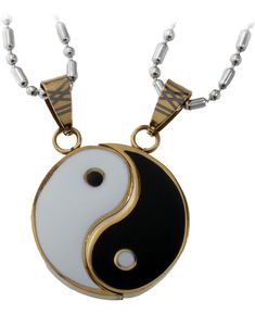 High quality stainless steel Metal     Cold enamel epoxy resin set in Stainless Steel     Two 20 inch.long stainless steel chain included     Yin-Yang symbol matching set for couple Cold Enamel, Goddaughter Gifts, Coin Pendant, Steel Metal, Steel Chain, Stainless Steel Chain, Yin Yang, Epoxy Resin