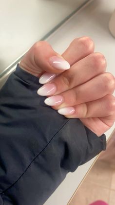 Pink and white ombré acrylic nails Simple Pink White Nails, Pink And White Ombré Acrylic Nails, White Nails Ombre French Tips, Pink In White Nails, Basic Pink And White Nails, Ombre Pink Gel Nails, Baby Pink Nails Ombre, Ombré Pink White Nails, Ombre Baby Pink Nails