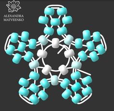 an image of some blue and white balls in the shape of a snowflake