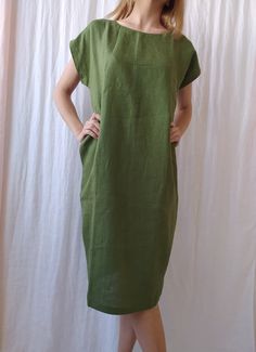 "Linen dress for women, it's elegant, minimalist, and is sure to compliment every occasion, from formal gatherings to outings with friends. Made from 100% European flax, length is ± 110 cm (43\") Before placing an order, check the approximate measurements given below. If you are unsure about your size or would like to adjust the length of the item, you could leave your personal measurements (height, bust, waist and hips) in a personalization box. SIZE and FIT Size XS Bust 85cm / Waist 66cm / Hip Elegant Cotton Dresses With Side Slits, Solid Linen Dress For Daywear, Plain Linen Spring Dress, Solid Color Tunic Dress With Relaxed Fit, Solid Color Relaxed Fit Linen Midi Dress, Relaxed Fit Midi Linen Dress, Solid Plain Linen Dress, Solid Color Linen Midi Dress For Daywear, Linen Dress With Straight Neckline For Daywear