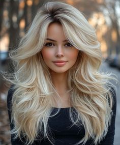 Pelo Castaño con Reflejos con Capas Ligeras 🌊 Blonde Goddess, Office Hairstyles, Long Silky Hair, Light Blonde Hair, Hair Color Purple, Blonde Hair With Highlights, Braided Hairstyles Updo, Beauty Standards, Light Blonde