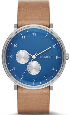 Skagen Watch Hald Mens - watches, vintage, old, the fifth, kate spade, mvmt watch *ad Skagen Watches, Brown Leather Strap Watch, Big Watches, Minimalist Watch, Best Watches For Men, Vintage Watches For Men, Stylish Watches, Brown Leather Strap