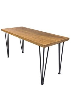 Scandinavian Style Hairpin Oak Dining Table Refurbished Furniture Diy, Cafe Industrial, Industrial Style Table, Oak Table Top, Scandinavian Look, High Top Tables, Metal Bench, Wooden Dining Table, Metal Furniture Design