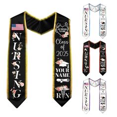 🎓【 GRADUATION STOLES 】- This graduation stole is a great way to show your school pride at graduation. Make the occasion even more memorable. 🎓 If you're interested in ordering in bulk, please feel free to reach out to us for fantastic deals.  BEFORE ORDERING  - Please check carefully the size chart and colors of product images. - Please kindly note that color may vary slightly from monitor to print due to monitor settings.  HOW TO ORDER  1. Choose Design 2. Enter personalization request 3. Select the quantity 4. Click to Add to Cart  DESCRIPTION  🎓 Material: Polyester 3D printed - Size: Length = 36" (91cm) / Width= 5" (12cm) - Usage: The graduate party 🎓 This personalized graduation stole is a great way to show your school pride at graduation. Enter your name and select your pictures, Graduation Nursing, Graduation Stoles, Graduation Sash, Graduation 2024, Graduation Stole, Nursing Graduation, School Pride, Bahamas, Scarf Wrap