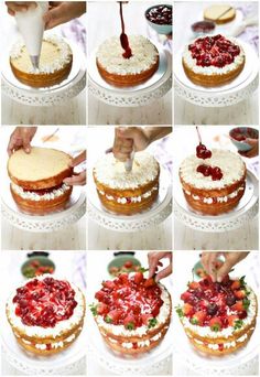 the process of making a strawberry shortcake cake