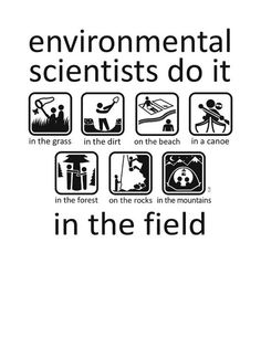 an advertisement for the environmental scientist's do it in the field, with black and white images