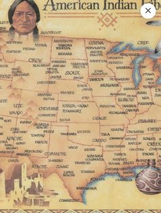 an old map with native american indians on it