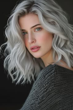 83+ Silver Hair Color Ideas for a Breathtaking Look! Silver Hair Color Ideas, Winter Blonde Hair, Intricate Braids, Silver Haired Beauties, Layered Haircuts For Medium Hair